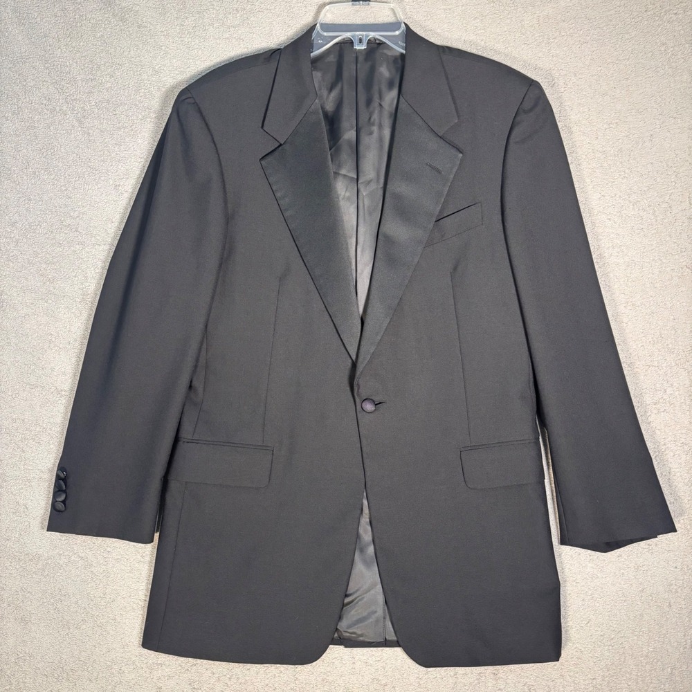 Hickey Freeman Paul Simon Collection 40 Long Black Wool Canterbury Tuxedo Jacket